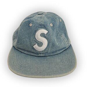 SUPREME WASHED CHAMBRAY S LOGO 6-PANEL BLUE DENIM 100% AUTHENTIC